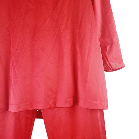Vintage 70's Vanity Fair TWO Piece Valentine Red High Rise Pajama Pant Set, Sz M - Picture 4 of 9